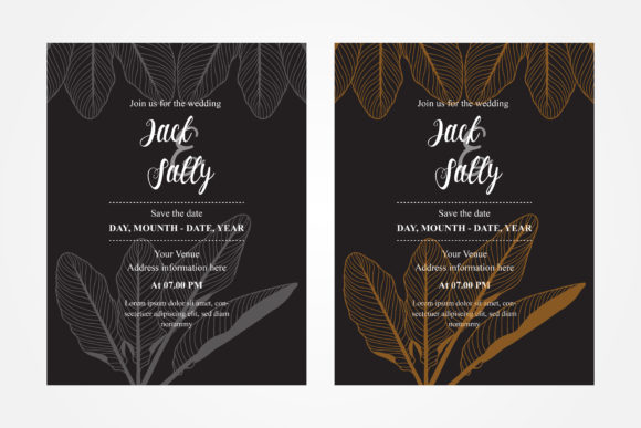 Banana Leaf Invitation Black Vertical: A Timeless Design for Wedding Invitations