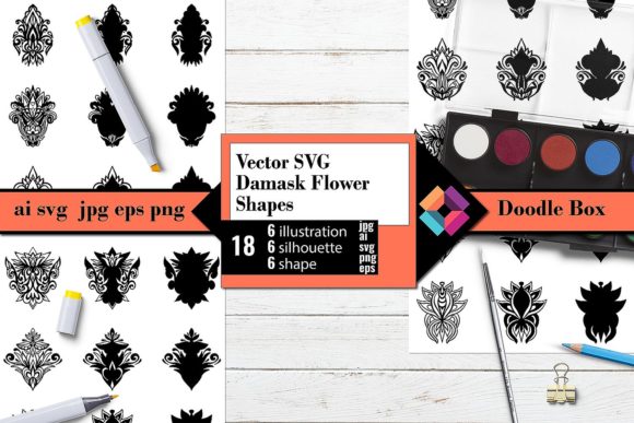 Damask Flower Shapes Vector: A Versatile Design Asset for Creative Projects