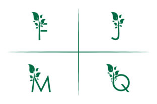 Fjmq Typography Letter Tree and Media Type Vectors: A Green Eco Logo Design Collection