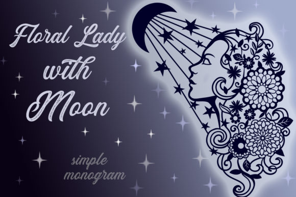 Floral Lady with Moon Papercut Design