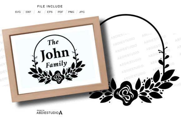 Monogram Flower Laurel Wreath Frame
