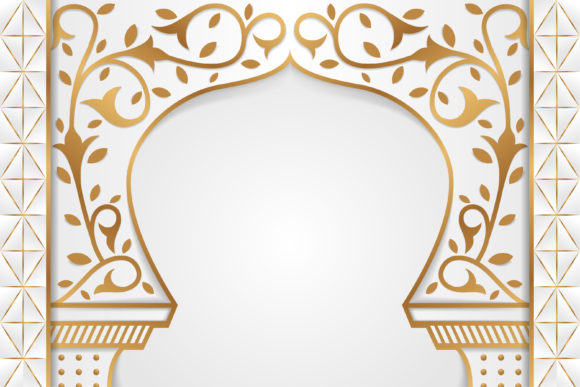 Mosque Tree Background White Gold