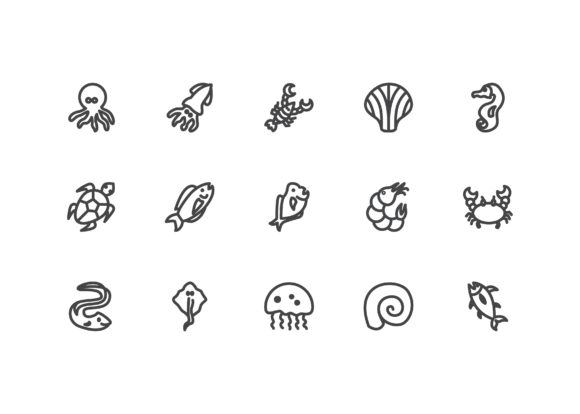 Seafood Icon Set Line Style: A Versatile Design Resource for Creative Projects