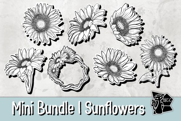 Set of Sunflowers Digital Design Collection
