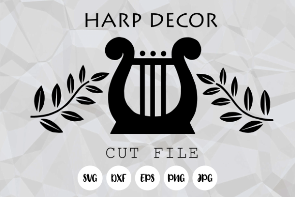 Vintage Musical Stringed Harp Cut File