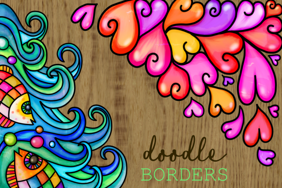 Watercolor Folk Art Doodle Borders Set 2